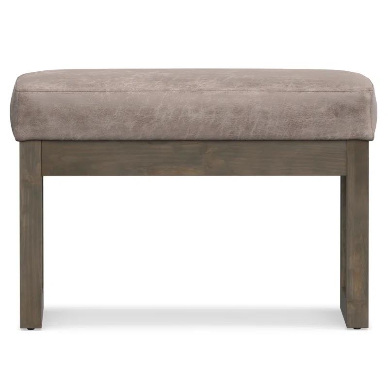 Simpli Home Milltown Ottoman Bench with Upholstered Seat and Solid Wood Frame