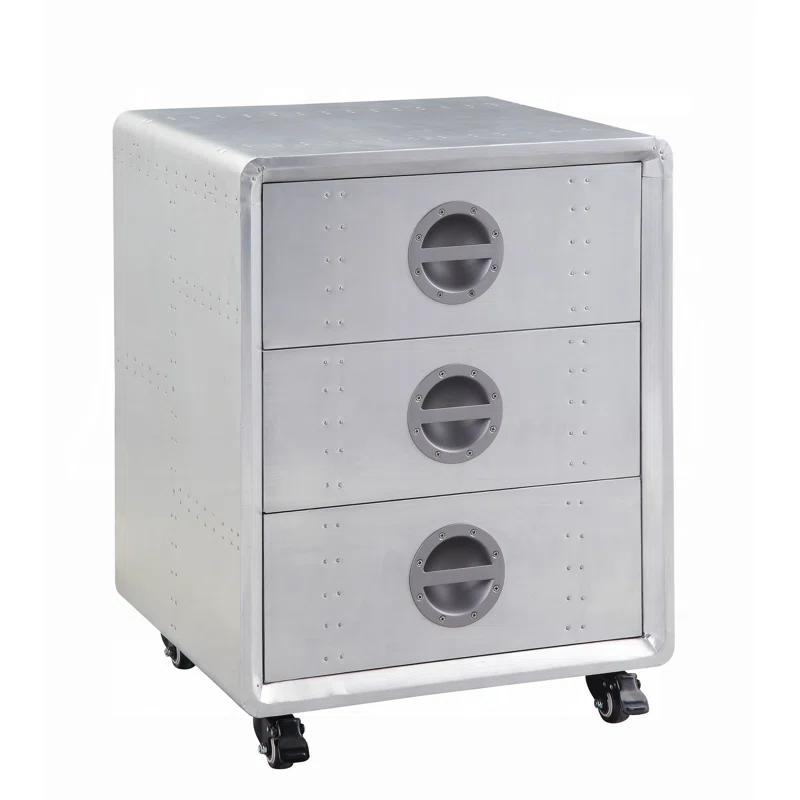 ACME Furniture Brancaster 3-Drawer Cabinet in Aluminum