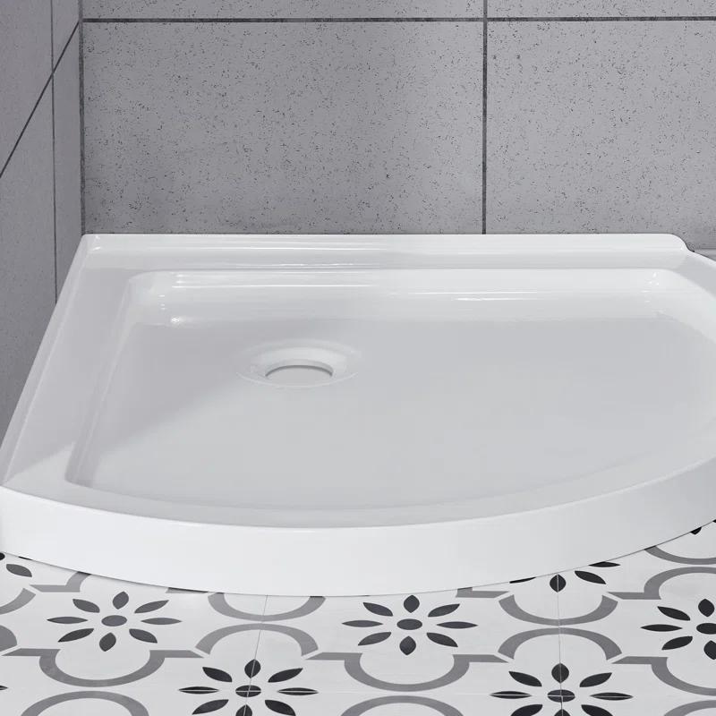 Ove Decors Breeze_34_withouth_walls OVE Decors Breeze Premium 35 in. Framed Round Shower Kit w/ Clear Glass, Base in Chrome Finish