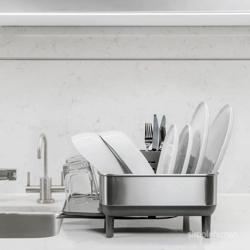 Simplehuman Compact Dish Drying Rack, Brushed Stainless Steel Frame