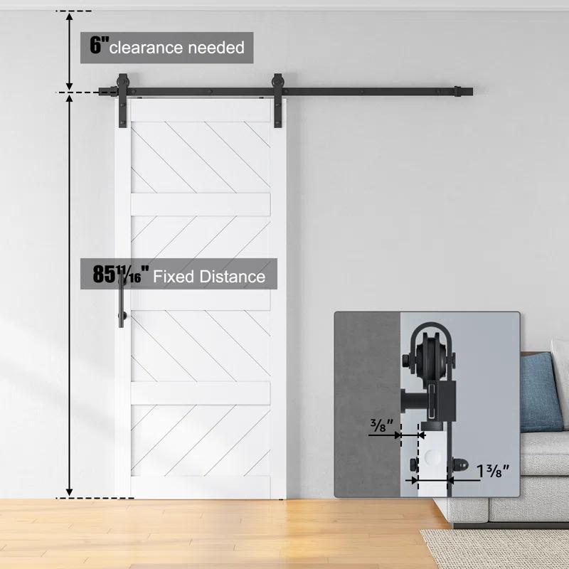 LDB_BUILDING Manufactured Paneled Wood Prefinished Barn Door with Installation Hardware Kit