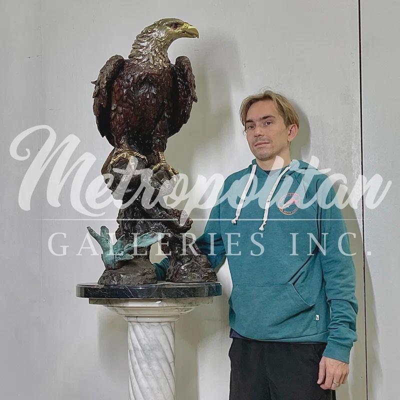 Metropolitan Galleries Bronze Large Eagle Table Top Sculpture