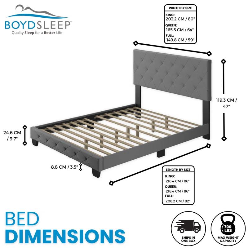 Boyd Sleep Boyd Sleep Chloe Linen Upholstered Bed Frame with Adjustable Headboard, Sturdy Wood Slat System, No Box Spring Required