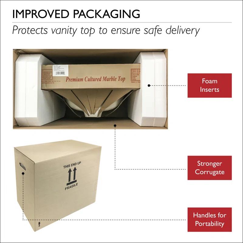 Design House 73 Inch Cultured Marble Vanity Top Two Sinks with Backsplash, White