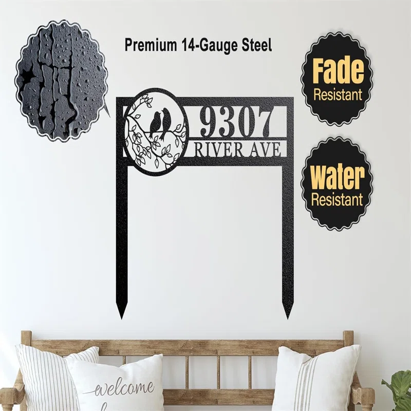 COBEKY Personalized Home Street Number Gate Fence Or Front Door Plaque | Realtor Closing Gift