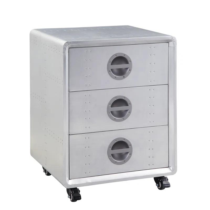 ACME Furniture Brancaster 3-Drawer Cabinet in Aluminum