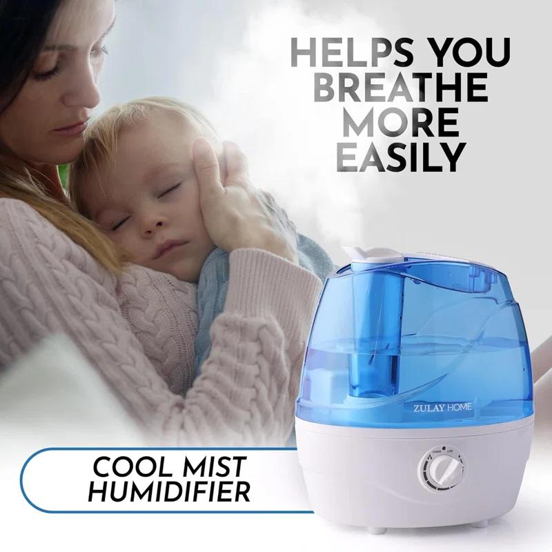 Zulay Kitchen Zulay Home Cool Mist Humidifiers For Bedroom (2.2L Water Tank) - Quiet Ultrasonic Humidifiers For Large Room With Auto Shutoff Feature - Air Humidifier For Plants, Nursery, Kids Room (Gray)