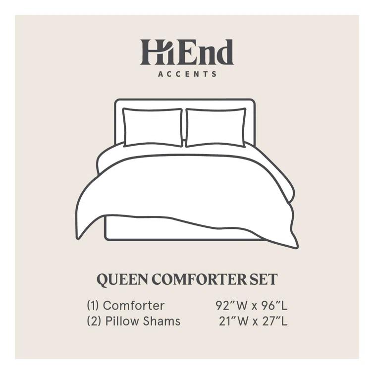 HiEnd Accents Lyocell Jardin Watercolor Floral Chic Casual 3 Piece Comforter Set