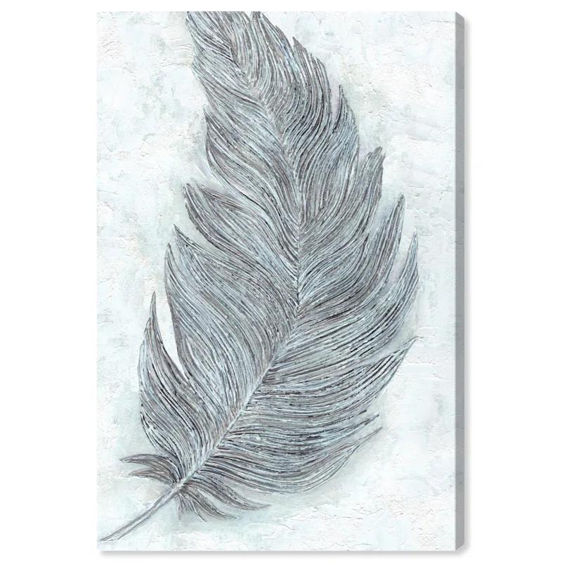 Art Remedy Grey Feather Canvas Delicate Farmhouse Wall Art by Art Remedy
