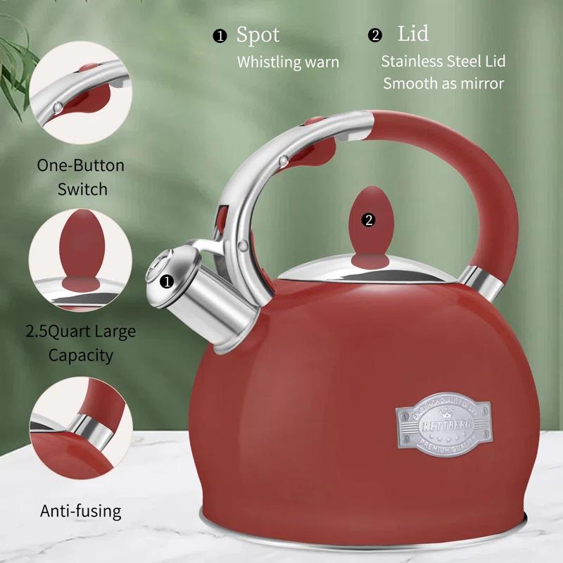 LUXESIT 2.64 Quarts Stainless Steel Whistling Stovetop Tea Kettle