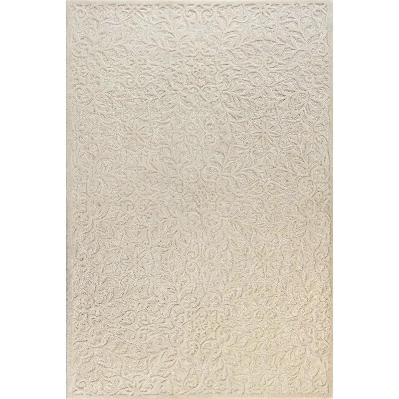Darya Home Houston Collection Transitional Floral Area Rug Ivory