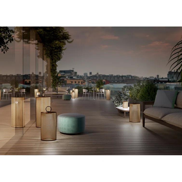 Bronze Lacquered Resin Portable Outdoor LED Floor Lamp