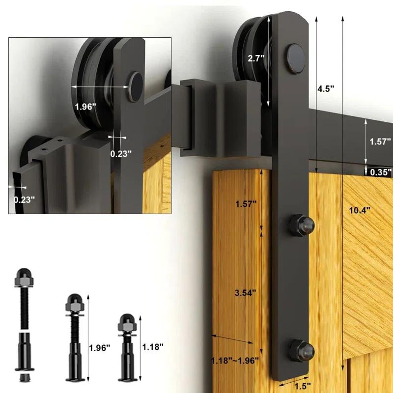 MARLIN MANUFACTURING COMPANY, INCORPORATED 6FT Sliding Barn Door Hardware Kit For Single Wood Door, Smoothly And Quietly, Easy To Install Fit 35" Wide And 1.18"-1.96" Thickness Door Panel, Includes Installation Instruction