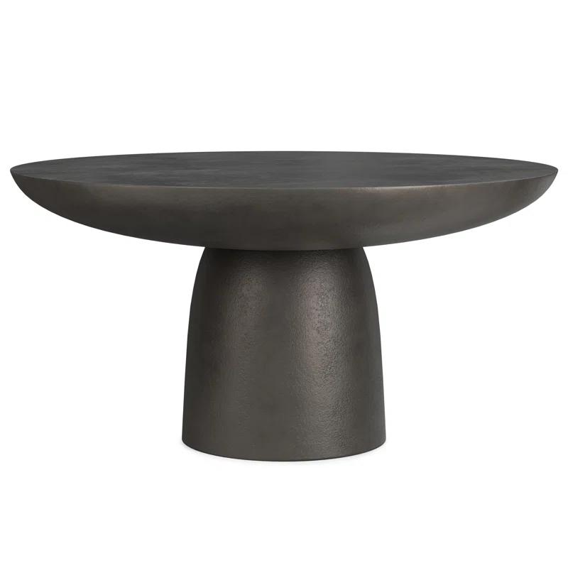 Simpli Home Alexa 30"W Cast Aluminum Mid-Century Modern Round Coffee Table with Pedestal Base, Fully Assembled