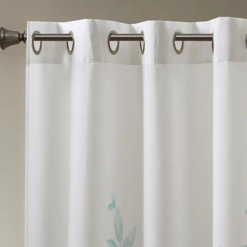 Madison Park Cecily Floral Printed Burnout Sheer Grommet Single Curtain Panel