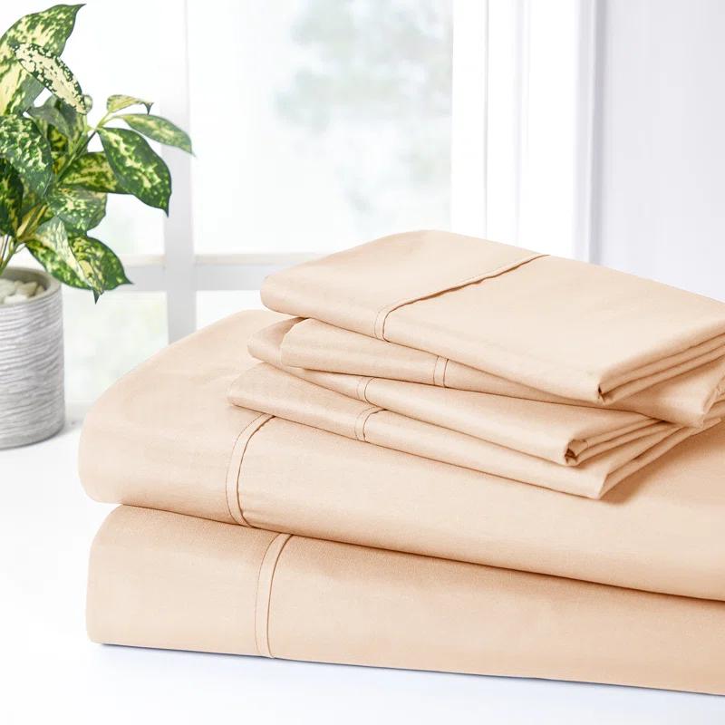 Bed Bath Fashions Bibb Home 2000 Count 6-Piece Rayon From Bamboo Sheet Set with Snug Grip