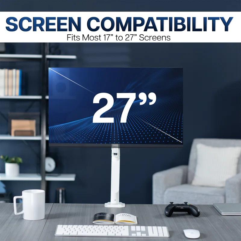 Vivo White Pneumatic Arm Single Monitor Desk Mount