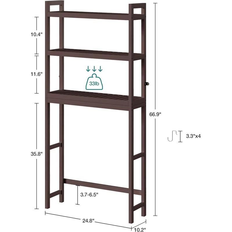 Over The Toilet Storage, Bamboo 3-Tier Over Toilet Bathroom Organizer with Adjustable Shelf