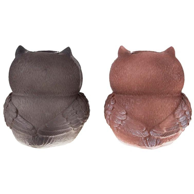 Pure Garden Weather- Resistant Owl Solar LED 2 Piece Light Statue Set- Decoys to Scare Birds Away (Set of 2)