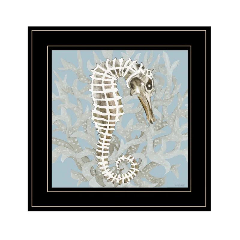 Highland Dunes Coral Seahorse I Framed Wall Art for Living Room, Home Wall Décor By Cindy Jacobs
