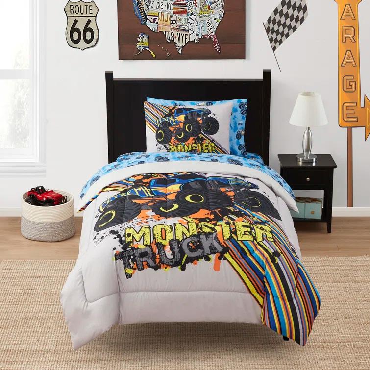 Sweet Home Collection Kids Monster Truck Printed Bed in a Bag Comforter & Sheet Set