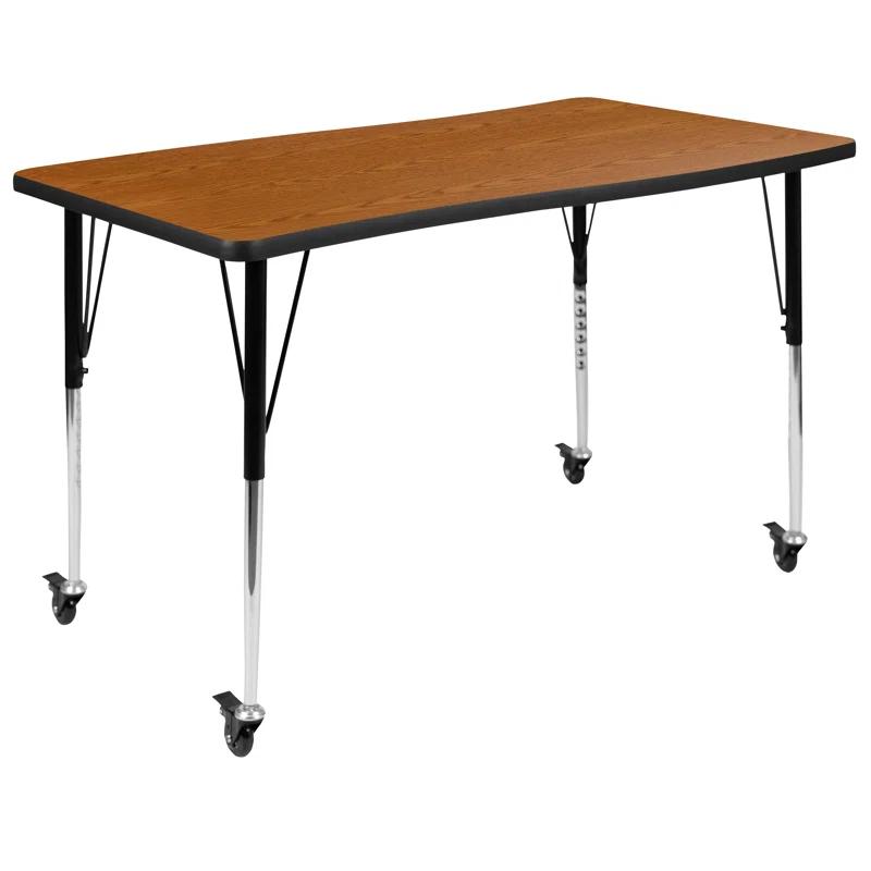 Flash Furniture Goddard 28"W x 47.5"L Rectangular Wave Collaborative Grey Adjustable Height Activity Table