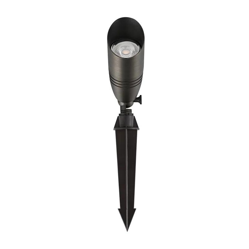 Elegant Lighting Outdoor 12V Cast Brass spot light 3 inch Wide x 8.5 inch High in Dark Bronze with spring