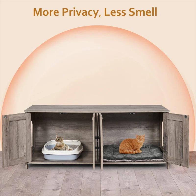 Cat Litter Box Fence For 2 Cats, Hidden Litter Box Furniture