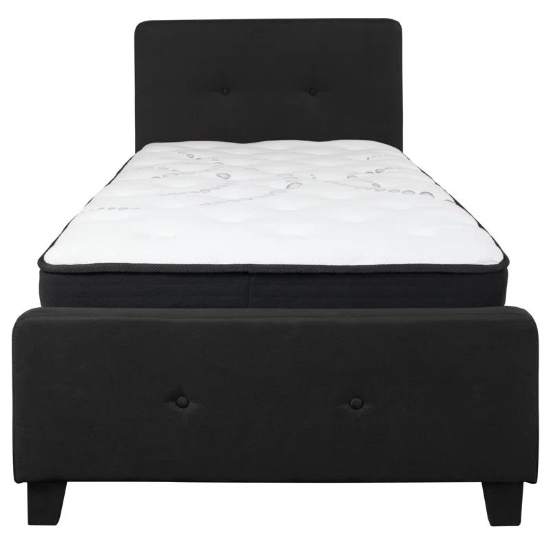 Lark Manor™ Aluino Button Tufted Upholstered Platform Bed with Pocket Spring Mattress