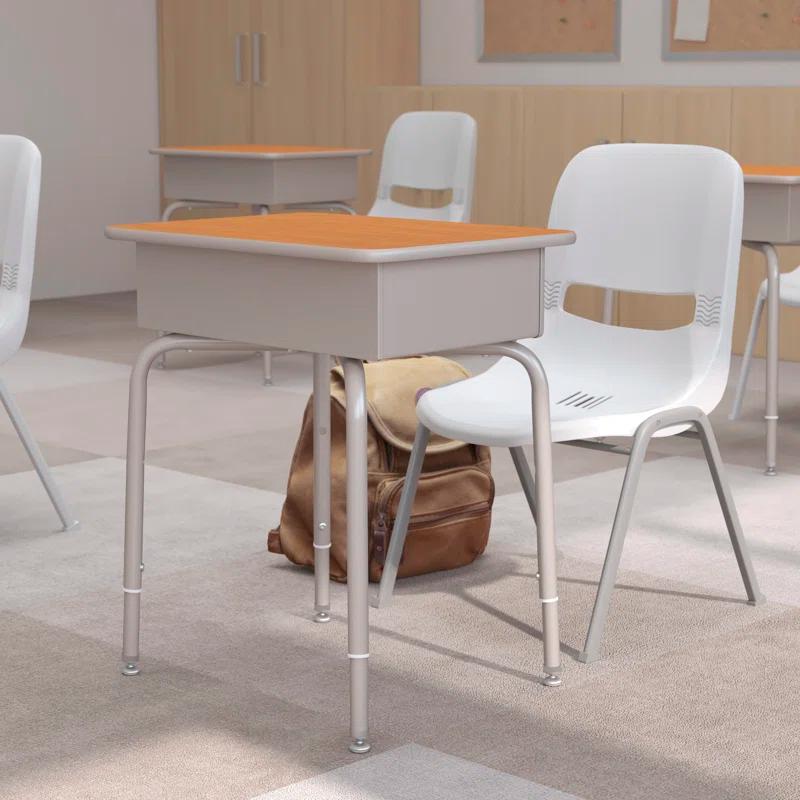 Flash Furniture Goddard Height-Adjustable Open Front Student Desk with Metal Book Box