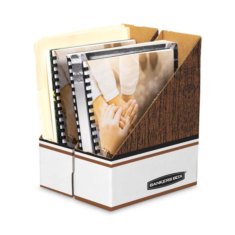 Bankers Box® Open Back Corrugated Cardboard Magazine File, 4 x 9 x 11-1/2, Wood Grain, 12/Ctn & Reviews | Wayfair