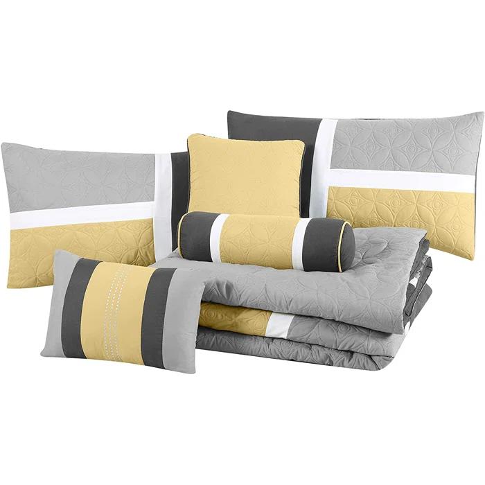 Chezmoi Collection Upland Patchwork 7 Piece Comforter Set