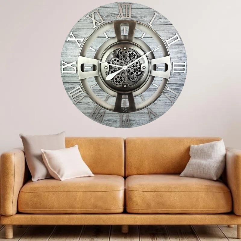 The Gears Clock Wall Clock 36" Oversized for Living Room decor with Real Moving Gears England Collection & Reviews | Wayfair