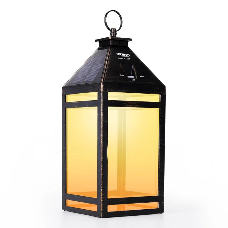 Techko 12.88 Outdoor Vintage Solar LED Lantern with Auto Dawn-to-Dusk Sensor