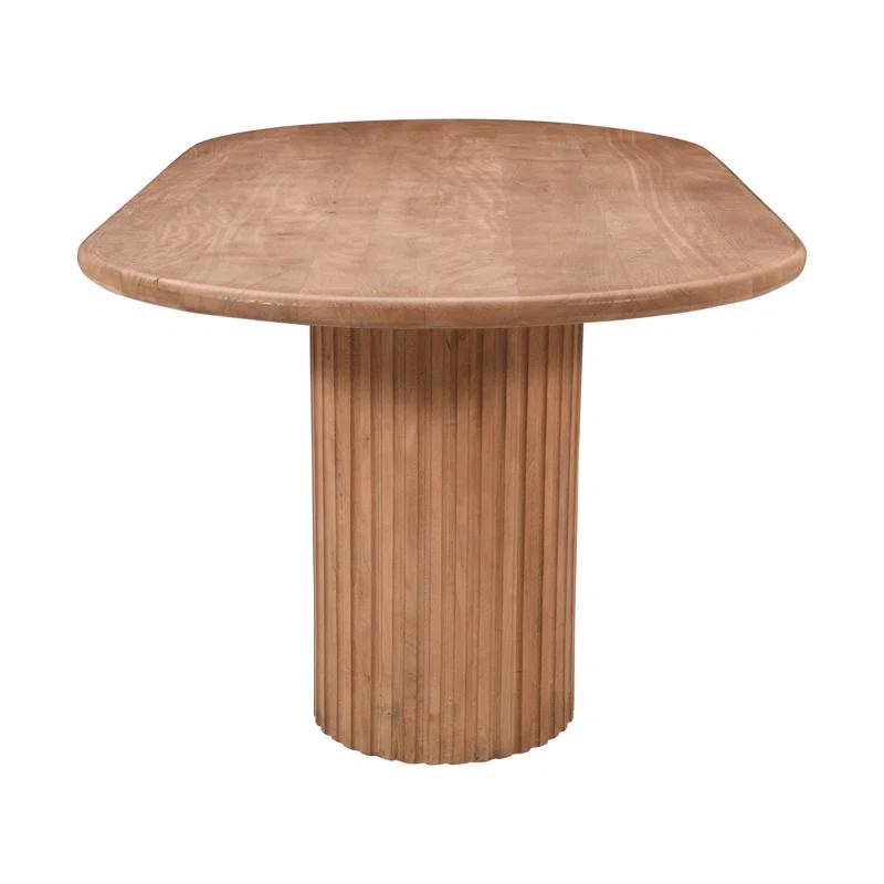 Wade Logan® Chellapah Solid Wood 84" Mid-Century Modern Fluted Double Pedestal Dining Table