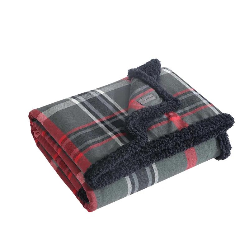 Eddie Bauer Eddie Bauer Printed Flannel/Sherpa Throw Blankets