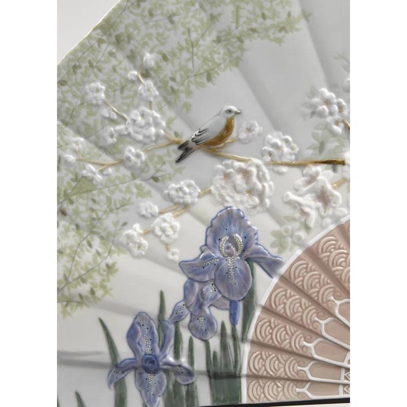 Lladro Iris and Cherry Flowers Fan