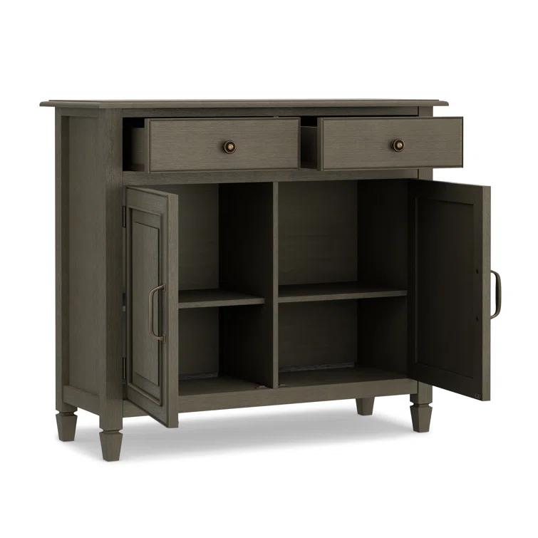 Simpli Home Connaught 40"W Solid Wood 2-Shelf Entryway Storage Cabinet with 2 Storage Drawers