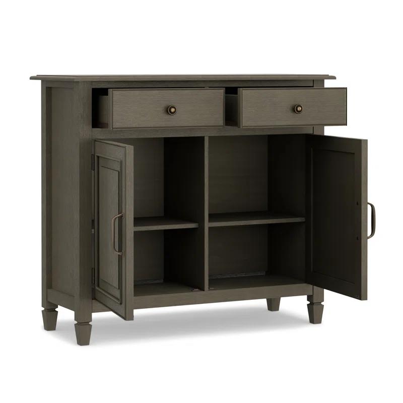 Simpli Home Connaught 40"W Solid Wood 2-Shelf Entryway Storage Cabinet with 2 Storage Drawers