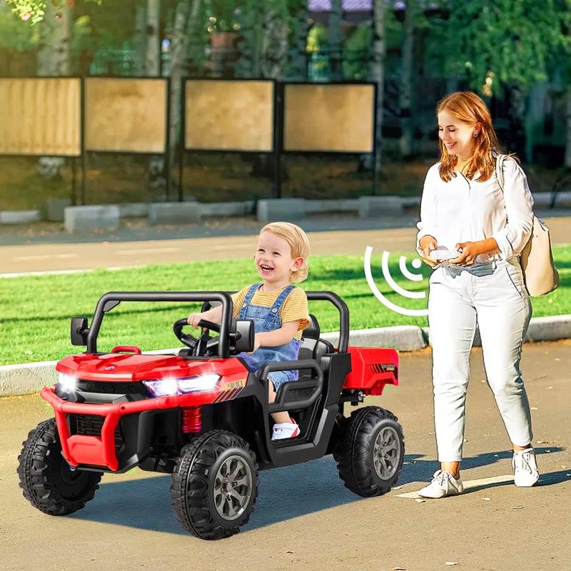 4 Wheels 24V Ride on Dump Truck Toys 2 Seater Kids Ride On UTV Car with Remote Control,Electric Dump Bed