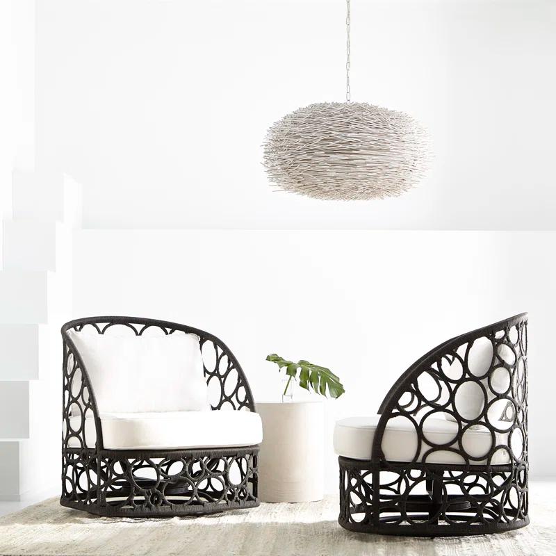 Bernhardt Bali Swivel Wicker Outdoor Lounge Chair