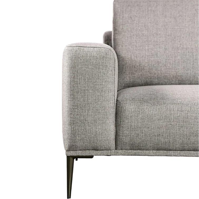 Benjara Kevin 2Pc Sofa And Loveseat, Gray Chenille, Modern Track Arms, Solid Wood