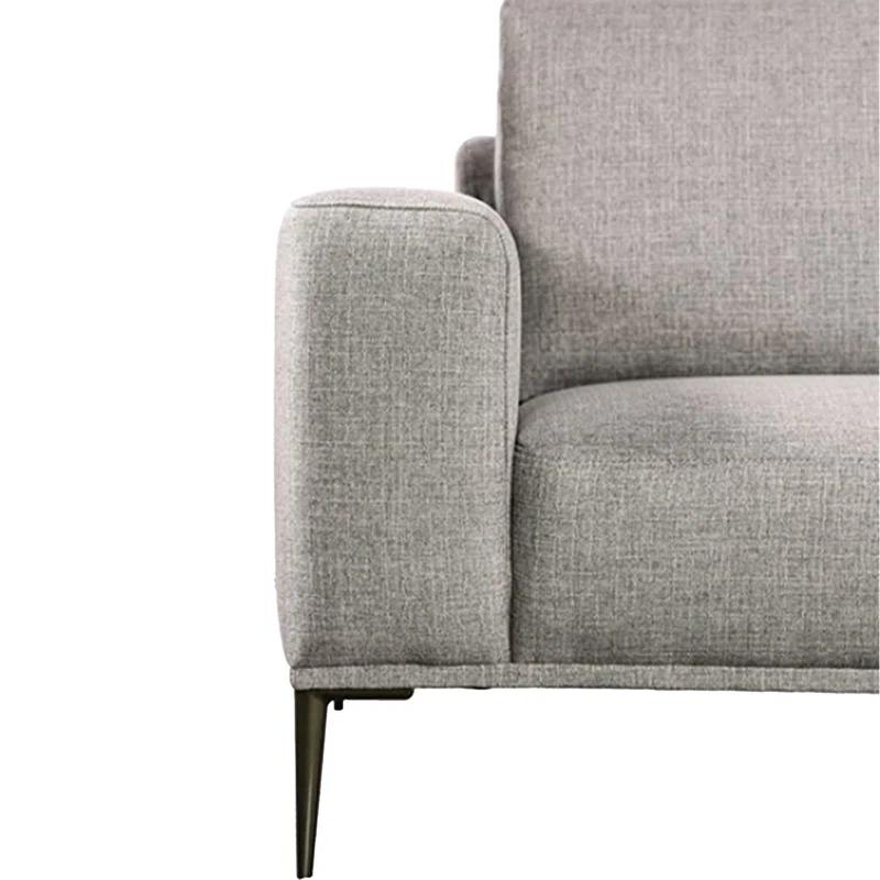 Benjara Kevin 2Pc Sofa And Loveseat, Gray Chenille, Modern Track Arms, Solid Wood