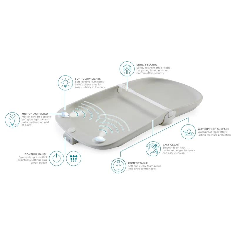 Contours Glow Motion Sensing Waterproof Light-Up Changing Pad for Dresser or Changing Table