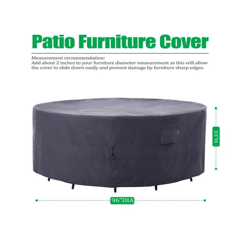 F&J Outdoors Premium Waterproof Outdoor Patio Round Table Cover: Latest Rip-Stop Fabric, 3-Year Warranty