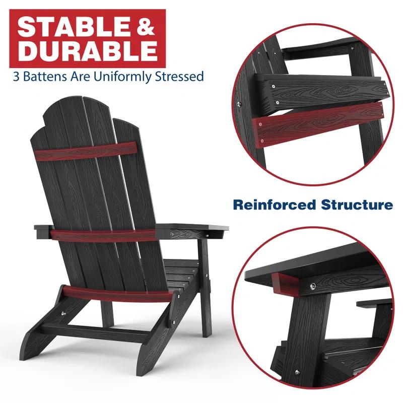 Highland Dunes Outdoor Plastic Folding Adirondack Chair For All Weather (Set Of 4) (Set of 4)