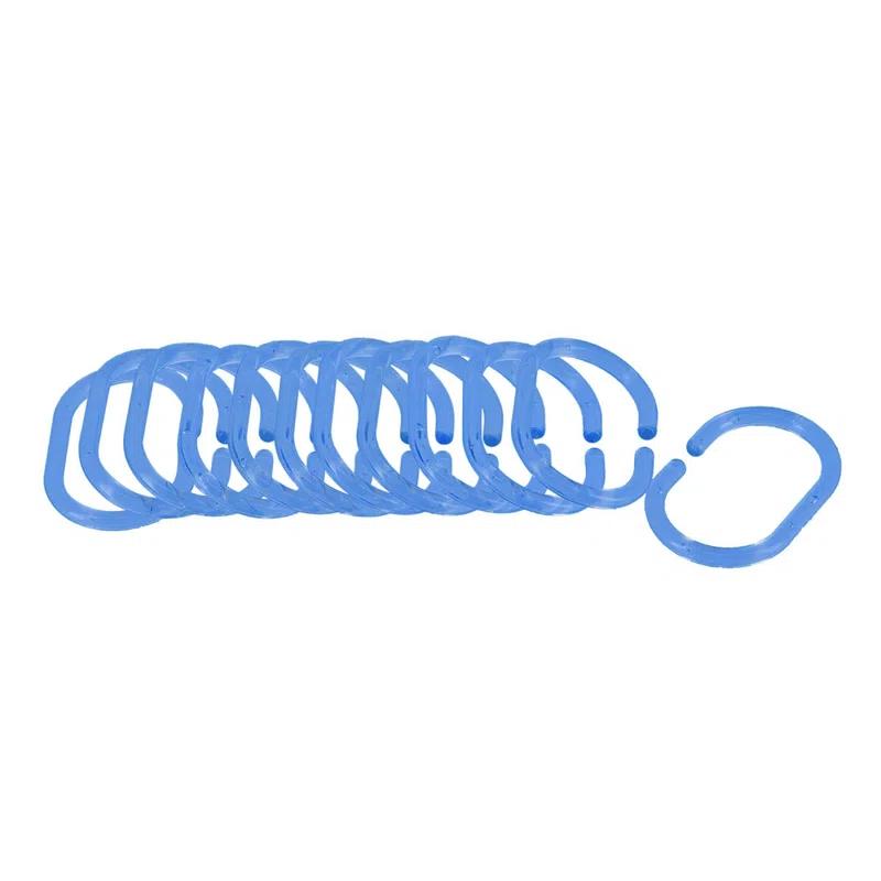 Evideco Solid Plastic Shower Curtain Hooks Rings (Set of 12)