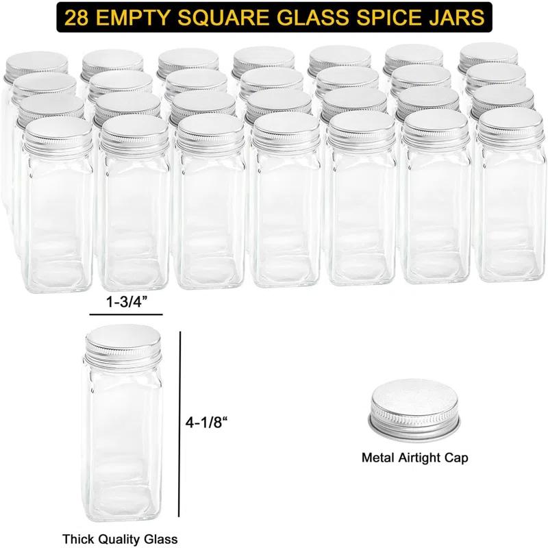 Mint Pantry® Spice Rack Organizer with 36 Spice Jars, 386 Spice Labels, Chalk Marker and Funnel Set for Cabinet, Countertop, Pantry, Cupboard or Door & Wall Mount - 36 Jars, 17.2" W × 10.8" H, Black | Wayfair