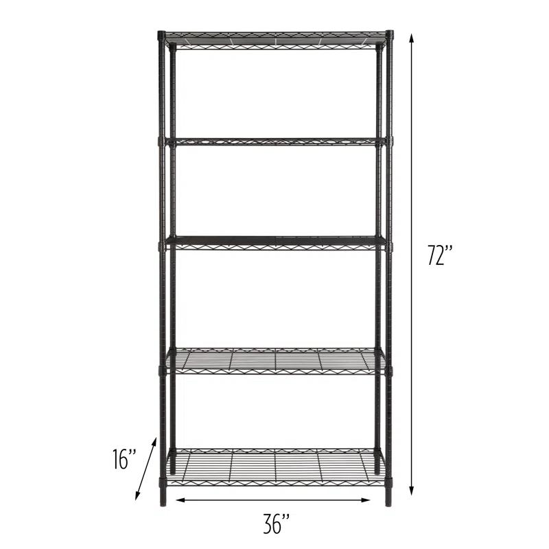 Honey Can Do 5-Tier Metal Height-Adjustable Shelving Unit (36" W X 72" H x 16" D)