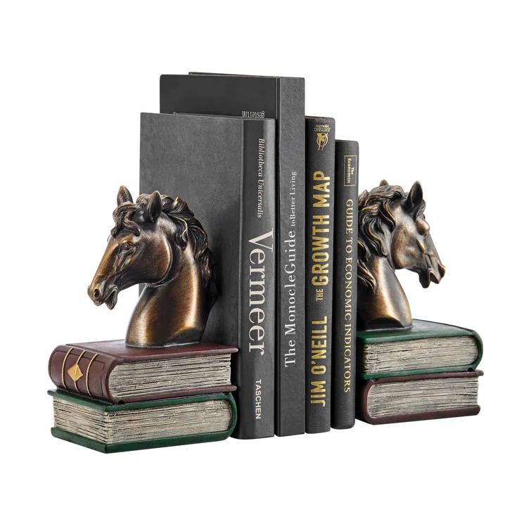Gracie Oaks Nolley Horses on Books Non Skid Bookends (Set of 2)